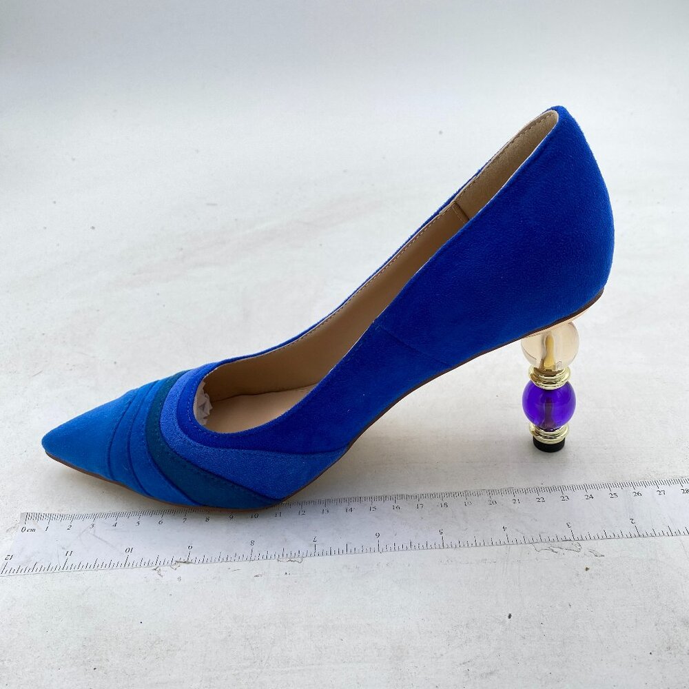 Fowt Blue Gradient Wave Pattern Pointed Toe Jewel… - image 1